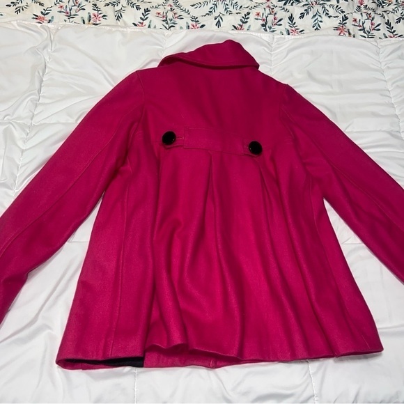 Vintage Wool Pea Coat Honee Pink Barbie Buttons Size Medium - Picture 7 of 8